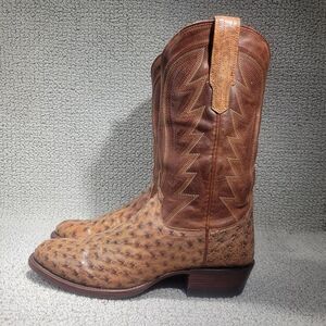 Tecovas The Wyatt Men's US Size 9.5D Russet Ostrich Pull on Cowboy Boots